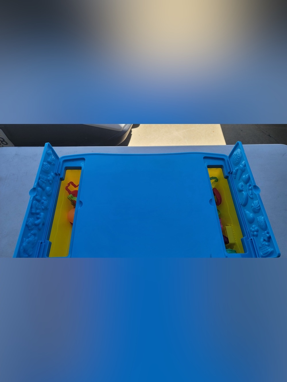 Lego Blue Play Tray with Yellow Storage Panels